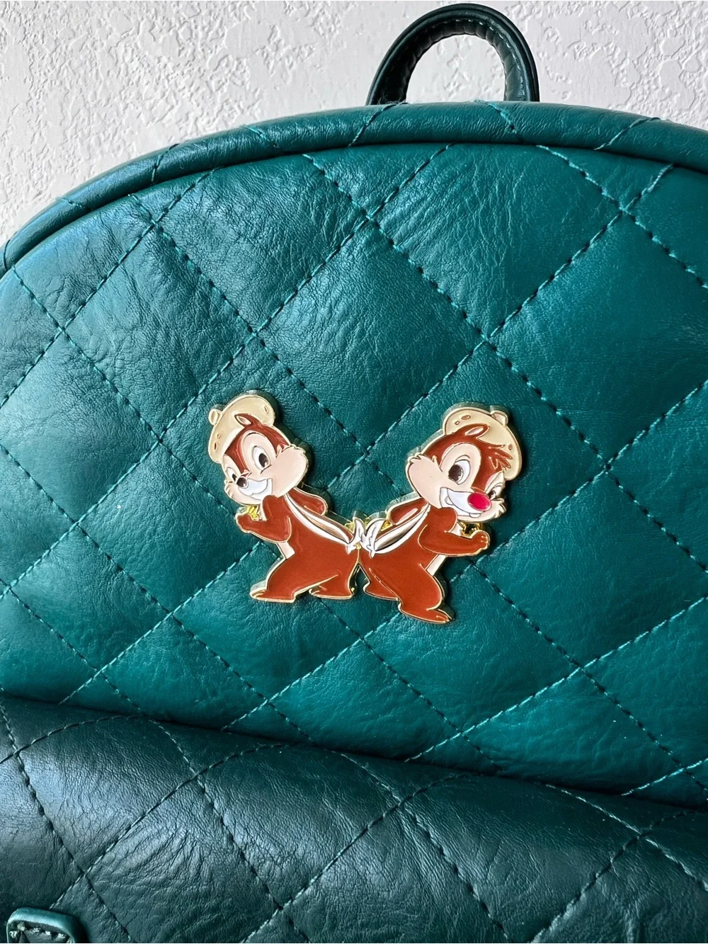 Loungefly Disney Chip & Dale Green Quilted Mini Backpack - NWT